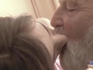 Old Young - Big shaft Grandpa Fucked by Teen she licks thick old man dick